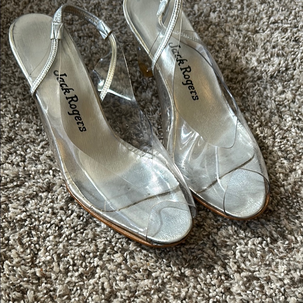 Jack Rogers Silver Heels with Elegant Floral Design